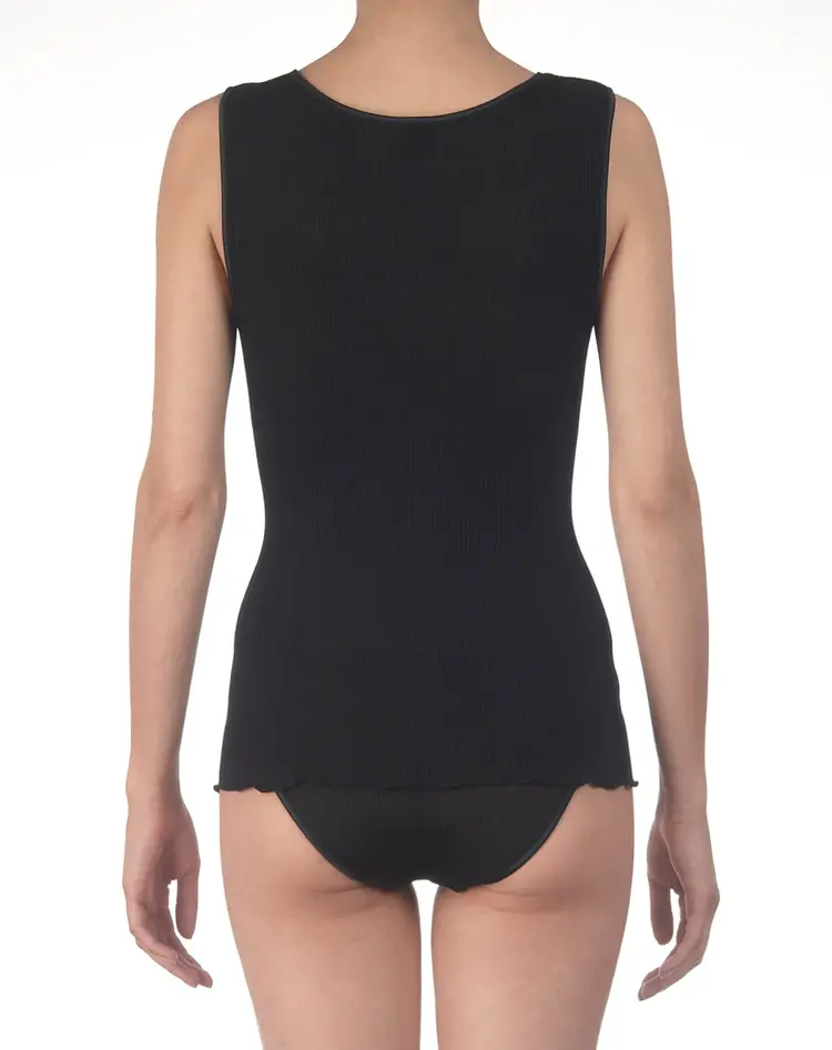 Oscalito Wool-Silk Blend Ribbed Cami - Black