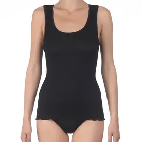 Oscalito Wool-Silk Blend Ribbed Cami - Black