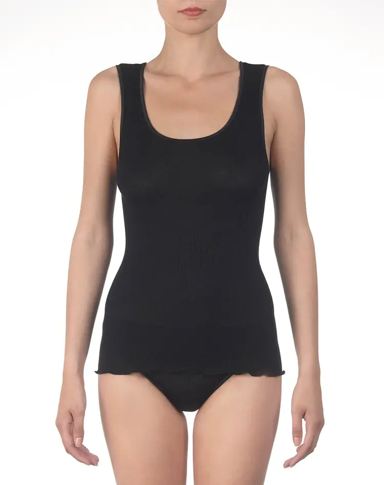 Oscalito Wool-Silk Blend Ribbed Cami - Black