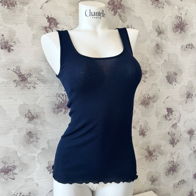 Oscalito Cotton Lisle Ribbed Cami - Blue