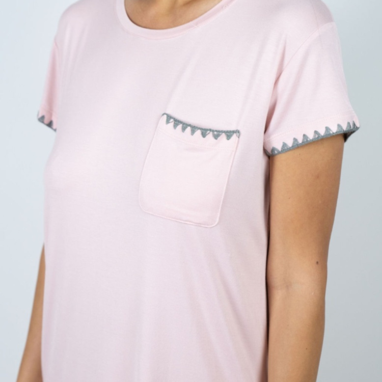 Aspen Dream Cute Stitching Sleepshirt - Rosepowder