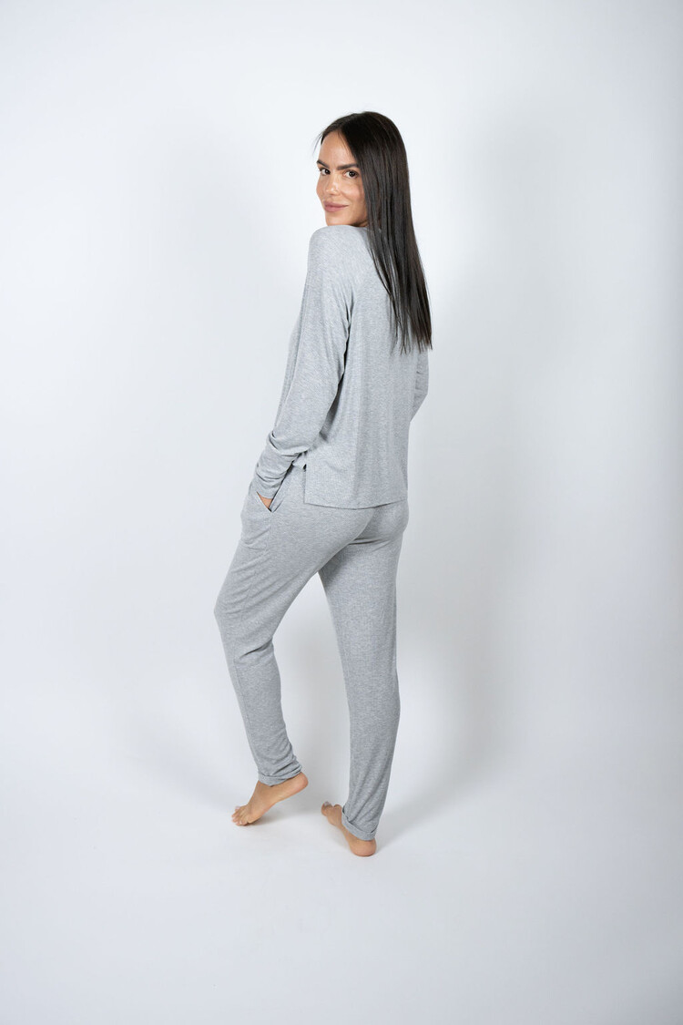 Aspen Dream Bamboo Ribbed Joggers - Silver