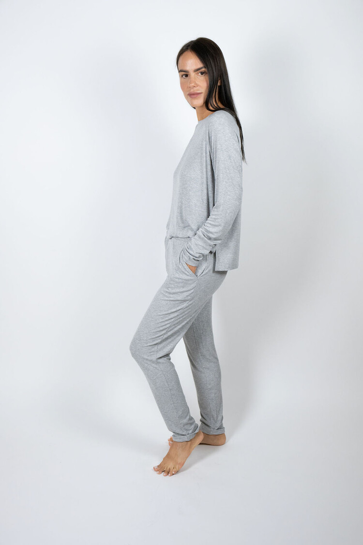 Aspen Dream Bamboo Ribbed Joggers - Silver