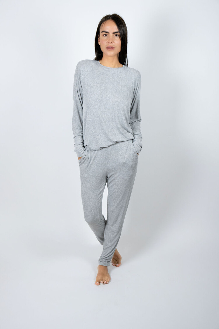 Aspen Dream Bamboo Ribbed Joggers - Silver