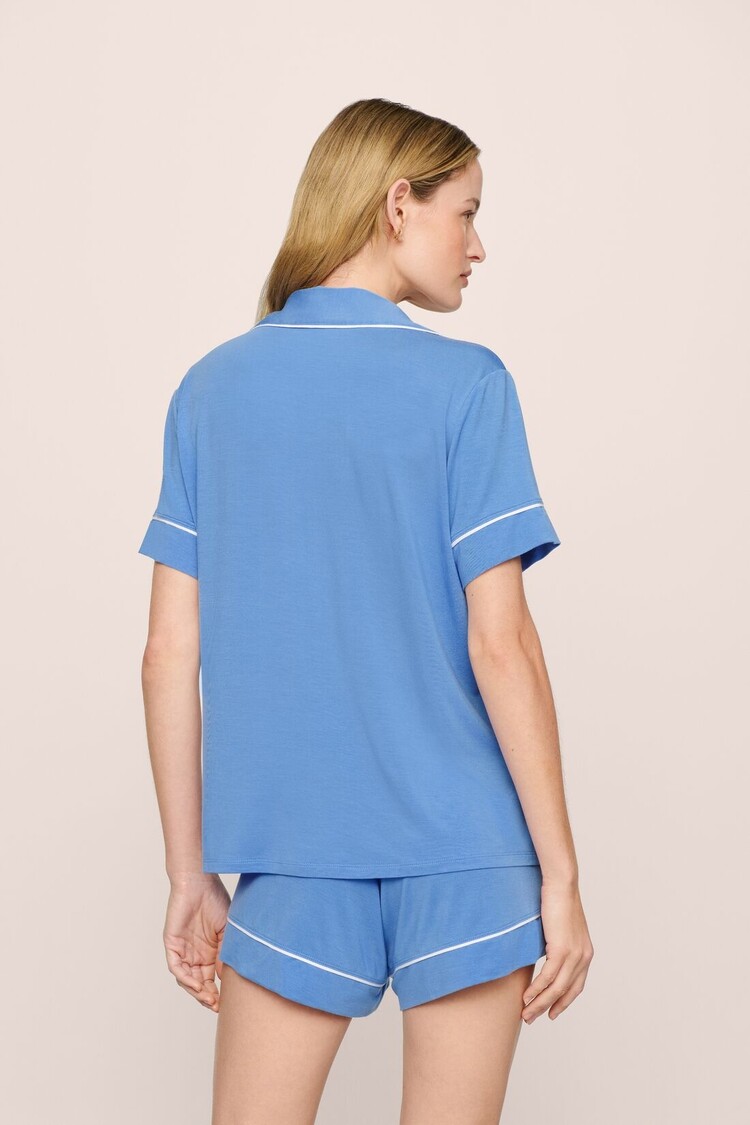 Eberjey Gisele Short Sleeve Shorts PJ Set - Cornflower/White