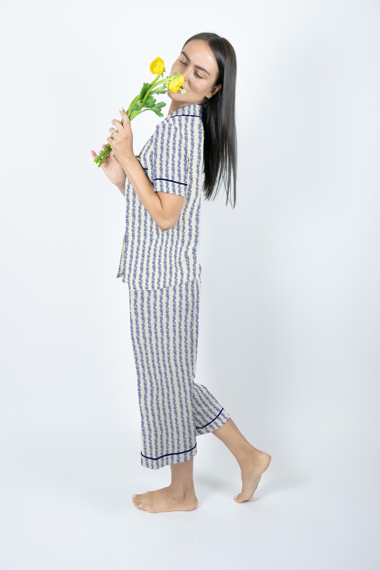 Aspen Dream Jolene S/S Crop Pant PJ Set - Coral Print