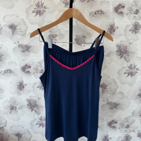 Aspen Dream Cute Stitching Cami Short PJ Set - Navy