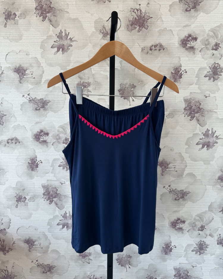 Aspen Dream Cute Stitching Cami Short PJ Set - Navy