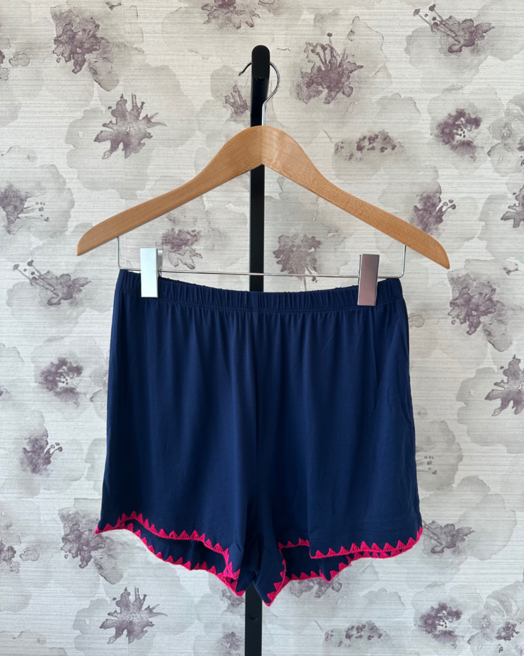 Aspen Dream Cute Stitching Cami Short PJ Set - Navy