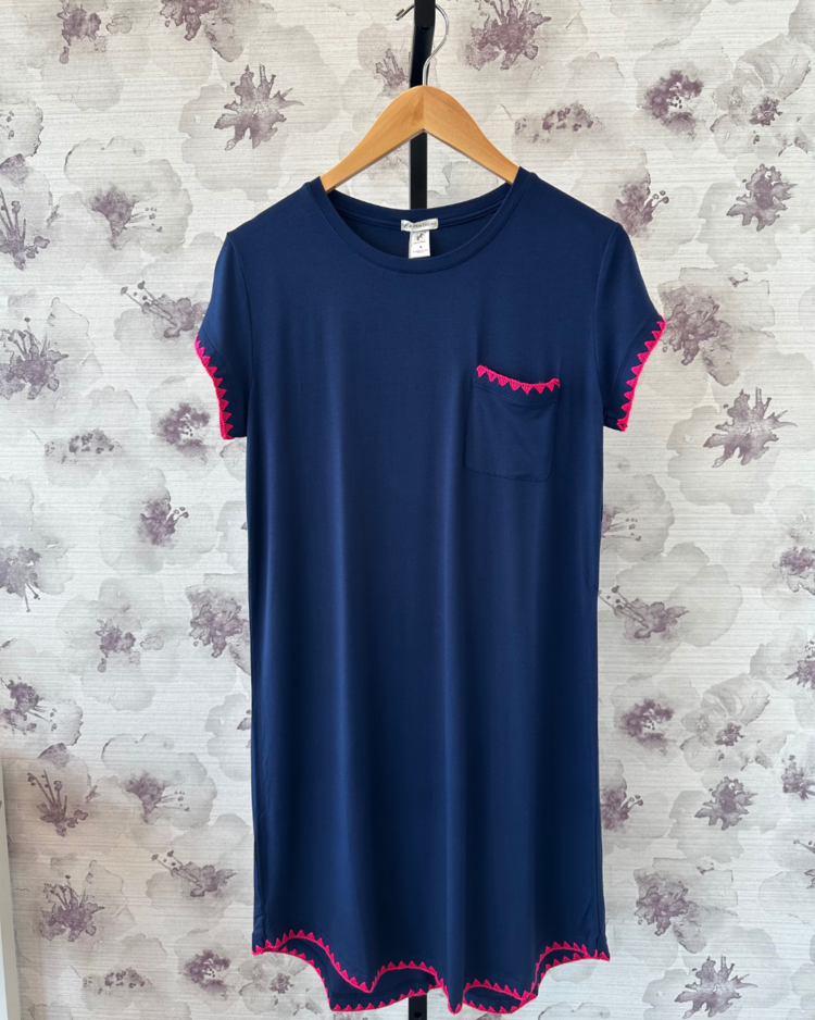 Aspen Dream Cute Stitching Sleepshirt - Navy