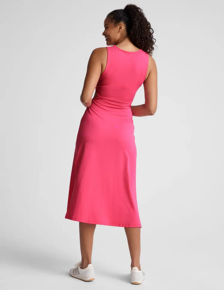 Beyond Yoga Around the World Front Twist Dress - Carnation Pink