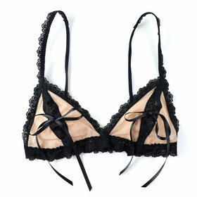 Hanky Panky Tie Bralette - Mocha/Black