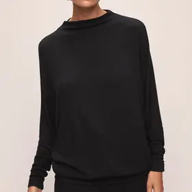 Eberjey Cozy Time Mock Neck Pullover - Black
