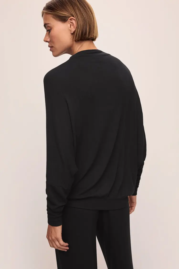 Eberjey Cozy Time Mock Neck Pullover - Black