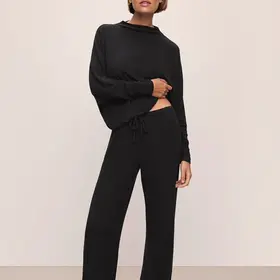 Eberjey Cozy Time Wide Leg Pant - Black