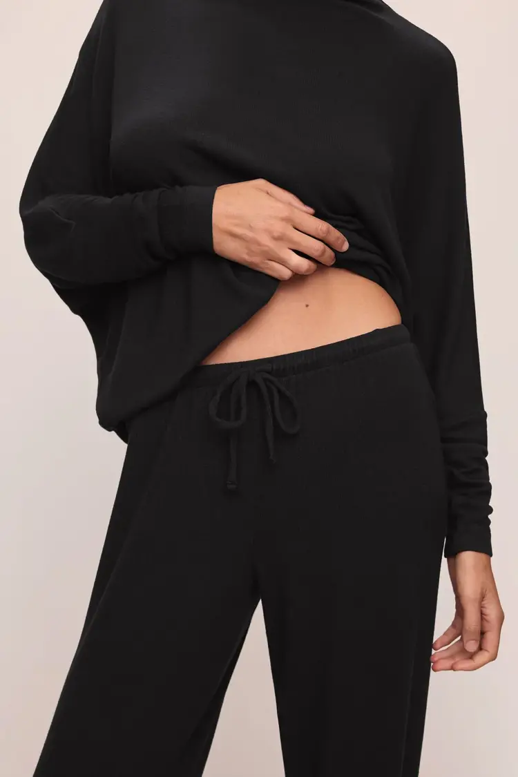 Eberjey Cozy Time Wide Leg Pant - Black
