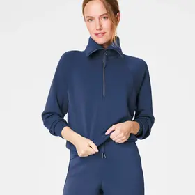 Spanx AirEssentials Half-Zip Sweatshirt - Faded Indigo (FDIGO)