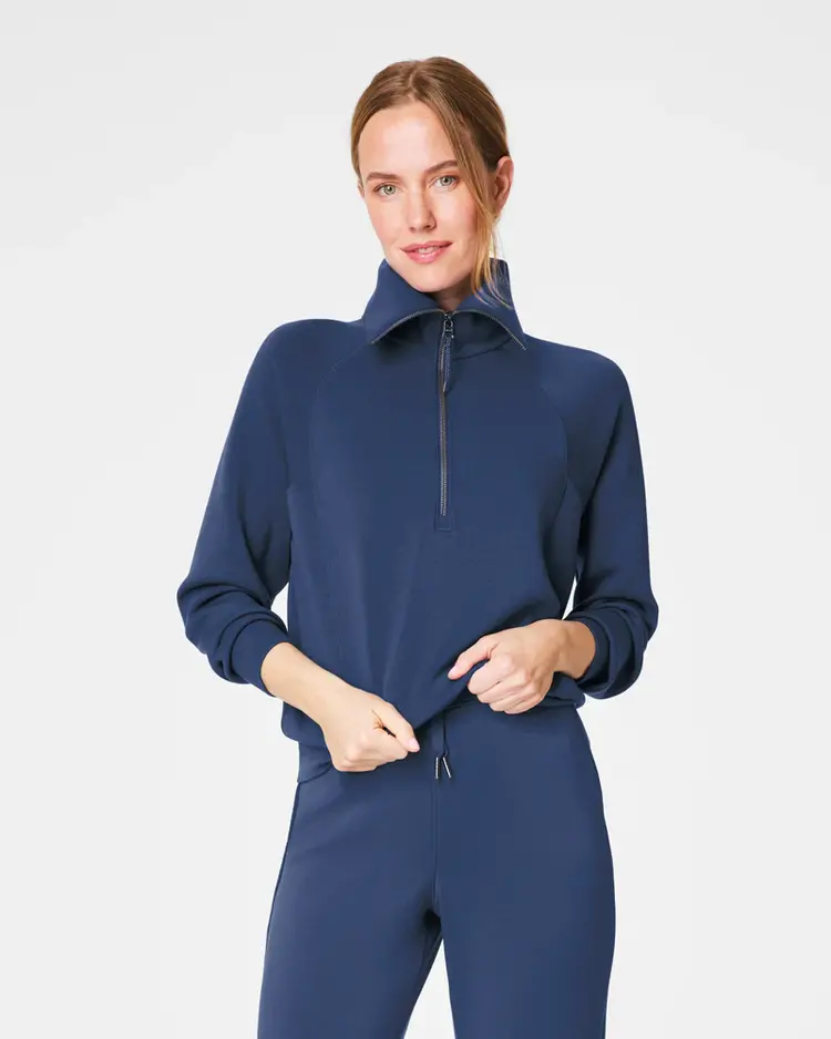Spanx AirEssentials Half-Zip Sweatshirt - Faded Indigo (FDIGO)