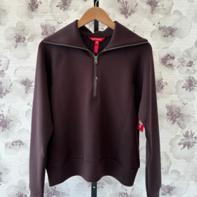 Spanx AirEssentials Half-Zip Sweatshirt - Truffle Brown