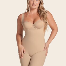 Leonisa Total Smooth Mid-Thigh Shaping Bodysuit - Beige (801)
