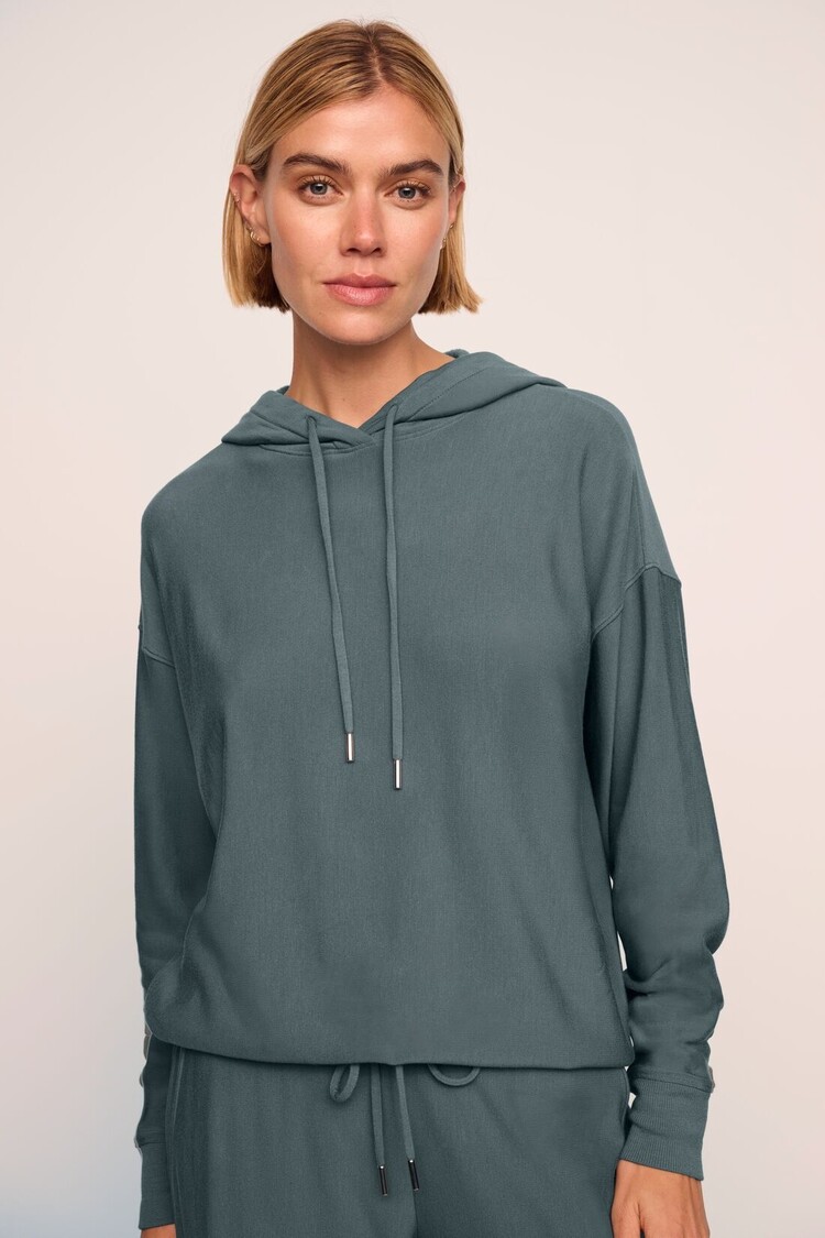 Eberjey Softest Sweats Hoodie - Stone Blue
