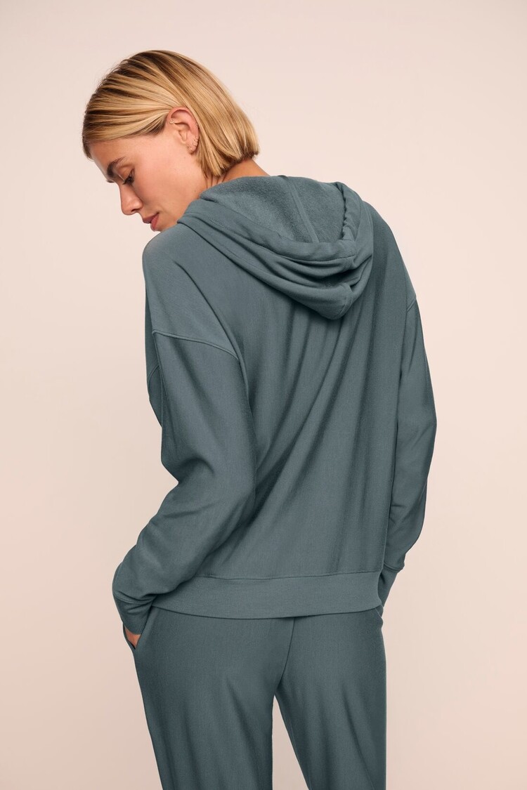 Eberjey Softest Sweats Hoodie - Stone Blue