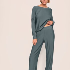 Eberjey Softest Sweats Straight Pant - Stone Blue