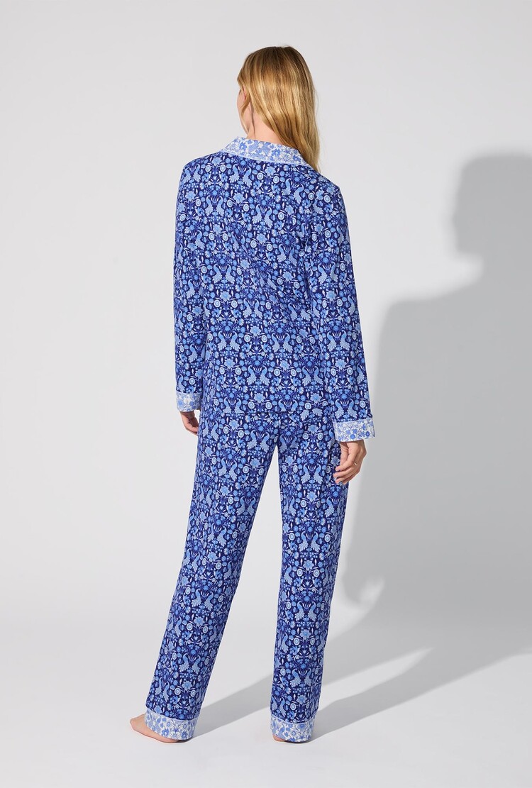 Bed Head Long Sleeve Classic PJ Set - Bloomscape Blue