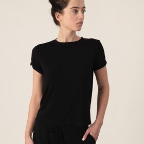 Aspen Dream Taylor Bamboo Rolled Sleeve Tee - Black