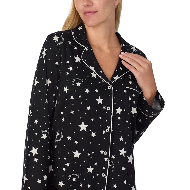Kate Spade Brushed Jersey Button PJ Set - Night Stars