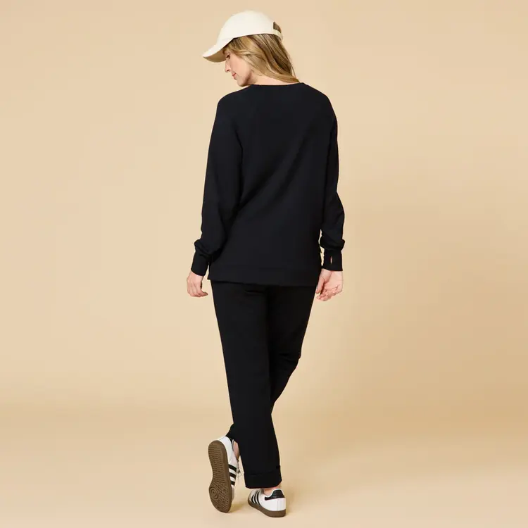 Softies DreamTech Crew Tunic Ankle Pant Lounge Set - Black