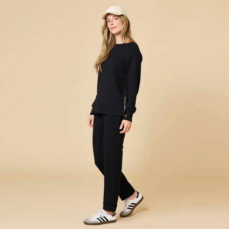 Softies DreamTech Crew Tunic Ankle Pant Lounge Set - Black