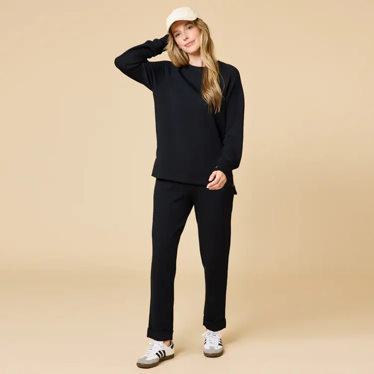Softies DreamTech Crew Tunic Ankle Pant Lounge Set - Black