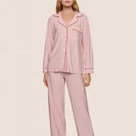 Eberjey Gisele Long Pant PJ Set - Duo Holly Stripe Print