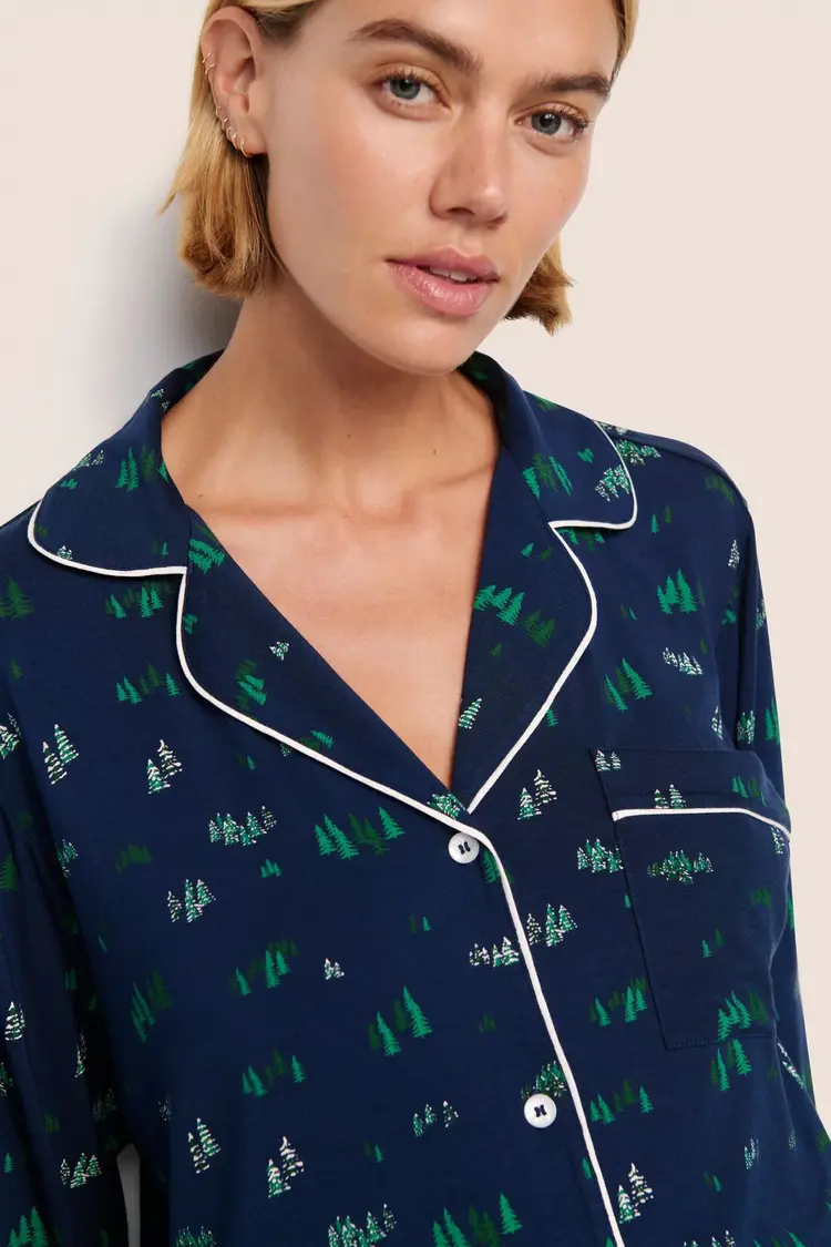 Eberjey Gisele Long Pant PJ Set - Forest Pine Print