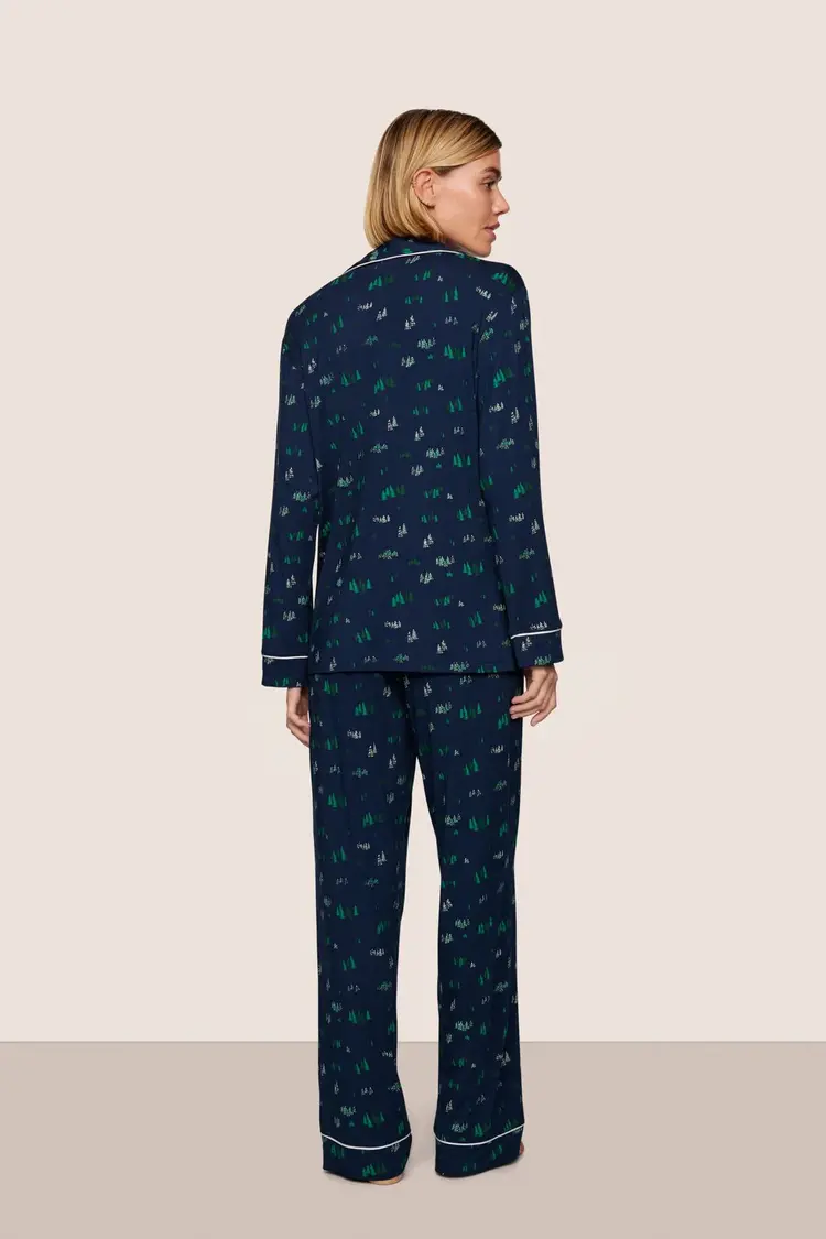 Eberjey Gisele Long Pant PJ Set - Forest Pine Print