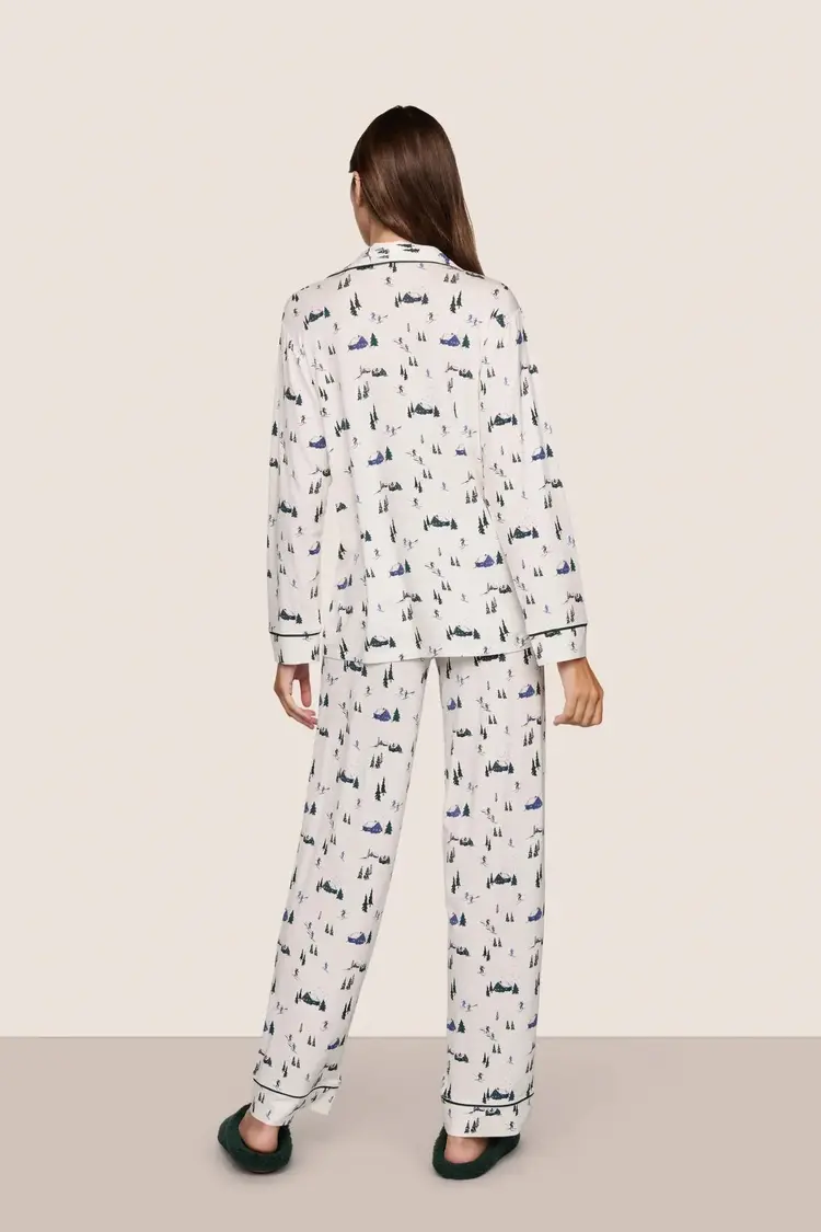 Eberjey Gisele Long Pant PJ Set - Ski Chalet Print