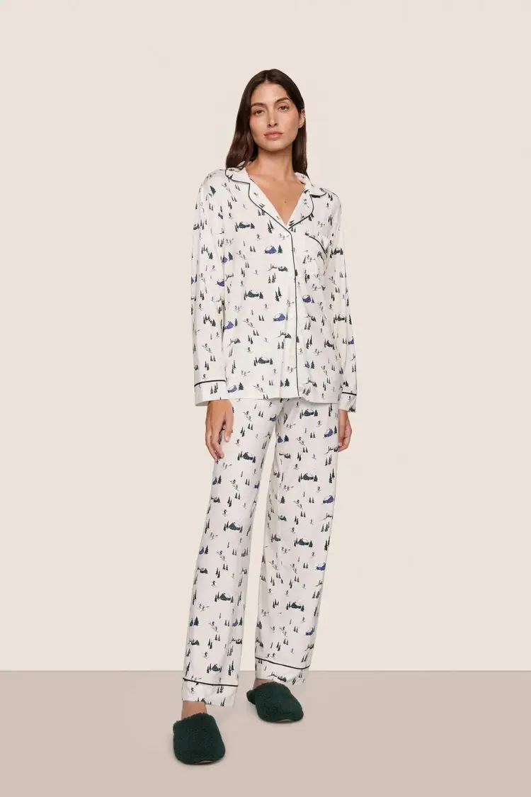 Eberjey Gisele Long Pant PJ Set - Ski Chalet Print