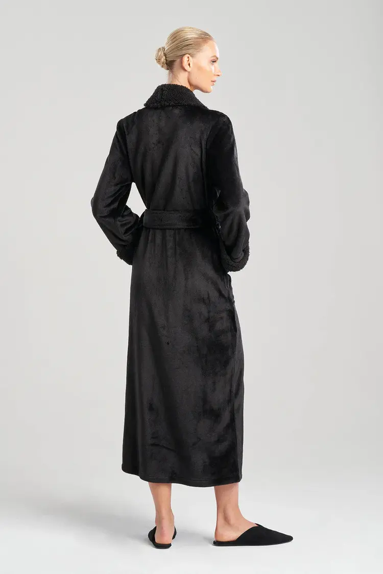 Natori Plush Sherpa Robe - Black