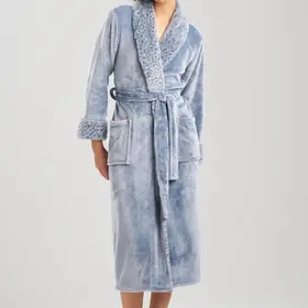 N Plush Lynx Robe - Blue Granite
