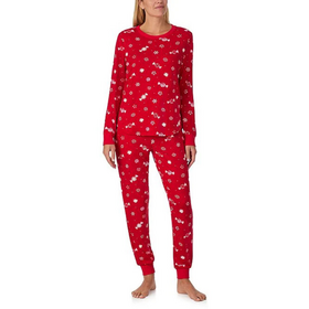 Kate Spade Brushed Jersey L/S Pullover Jogger PJ Set - Peppermint Dot