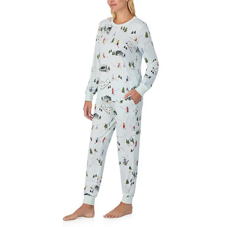 Kate Spade Brushed Jersey L/S Pullover Jogger PJ Set - Winter Village