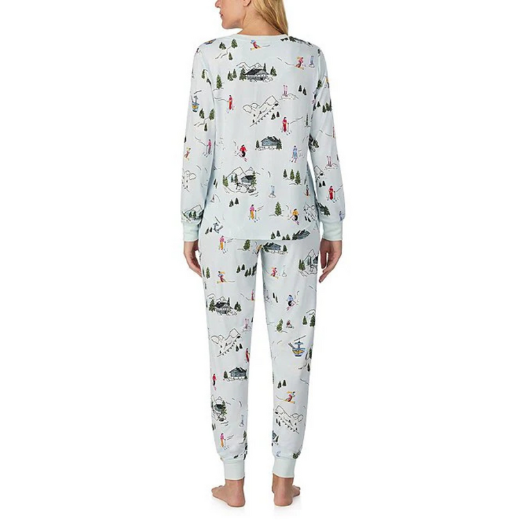 Kate Spade Brushed Jersey L/S Pullover Jogger PJ Set - Winter Village