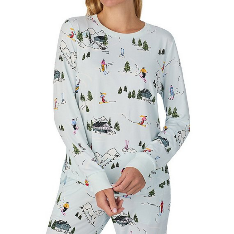Kate Spade Brushed Jersey L/S Pullover Jogger PJ Set - Winter Village