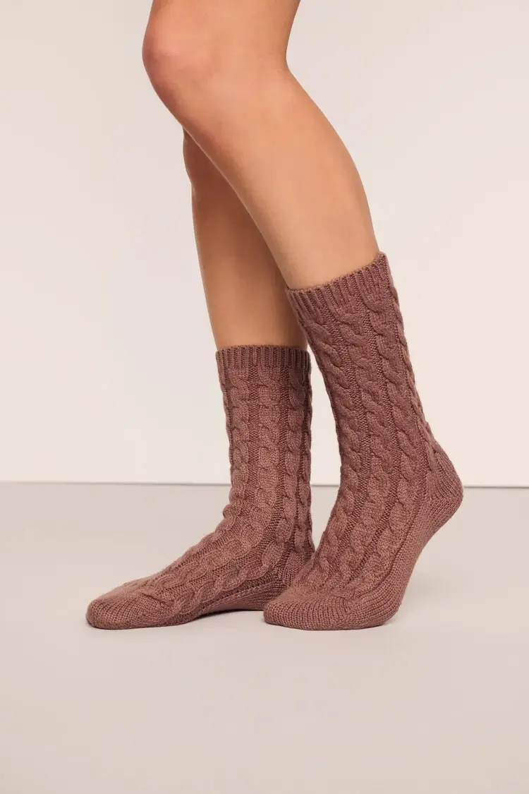 Eberjey Cozy Crew Sock - Deep Taupe