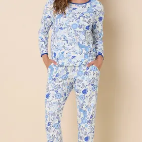 Cat's Pajamas Pima Knit Long Sleeve Simple PJ Set - Savannah Soiree
