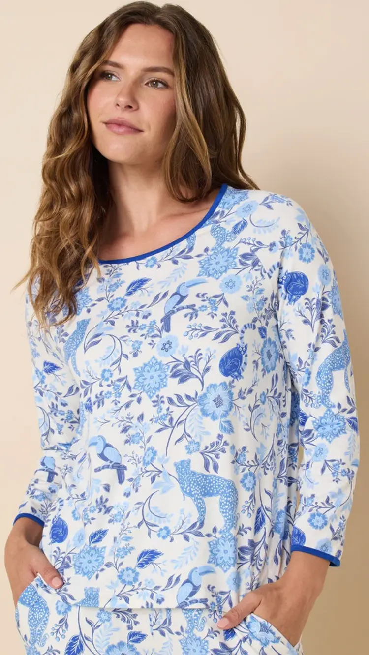 Cat's Pajamas Pima Knit Long Sleeve Simple PJ Set - Savannah Soiree