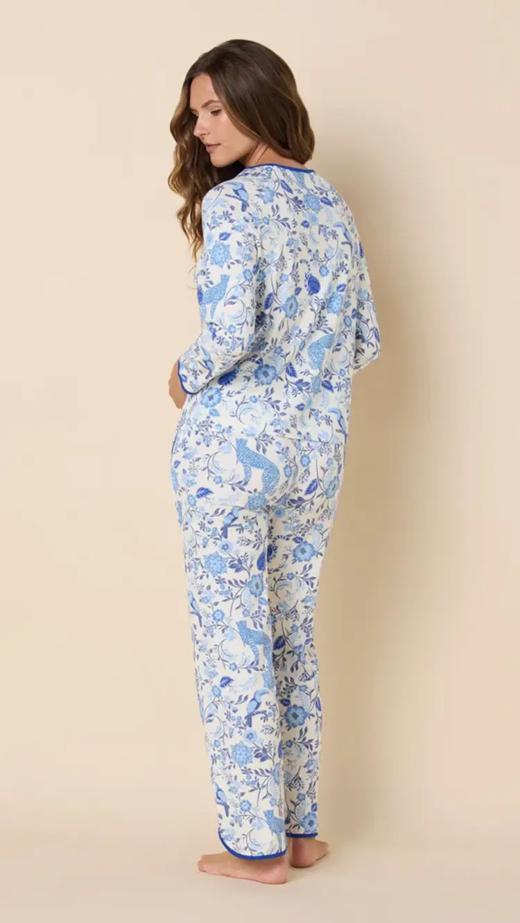 Cat's Pajamas Pima Knit Long Sleeve Simple PJ Set - Savannah Soiree