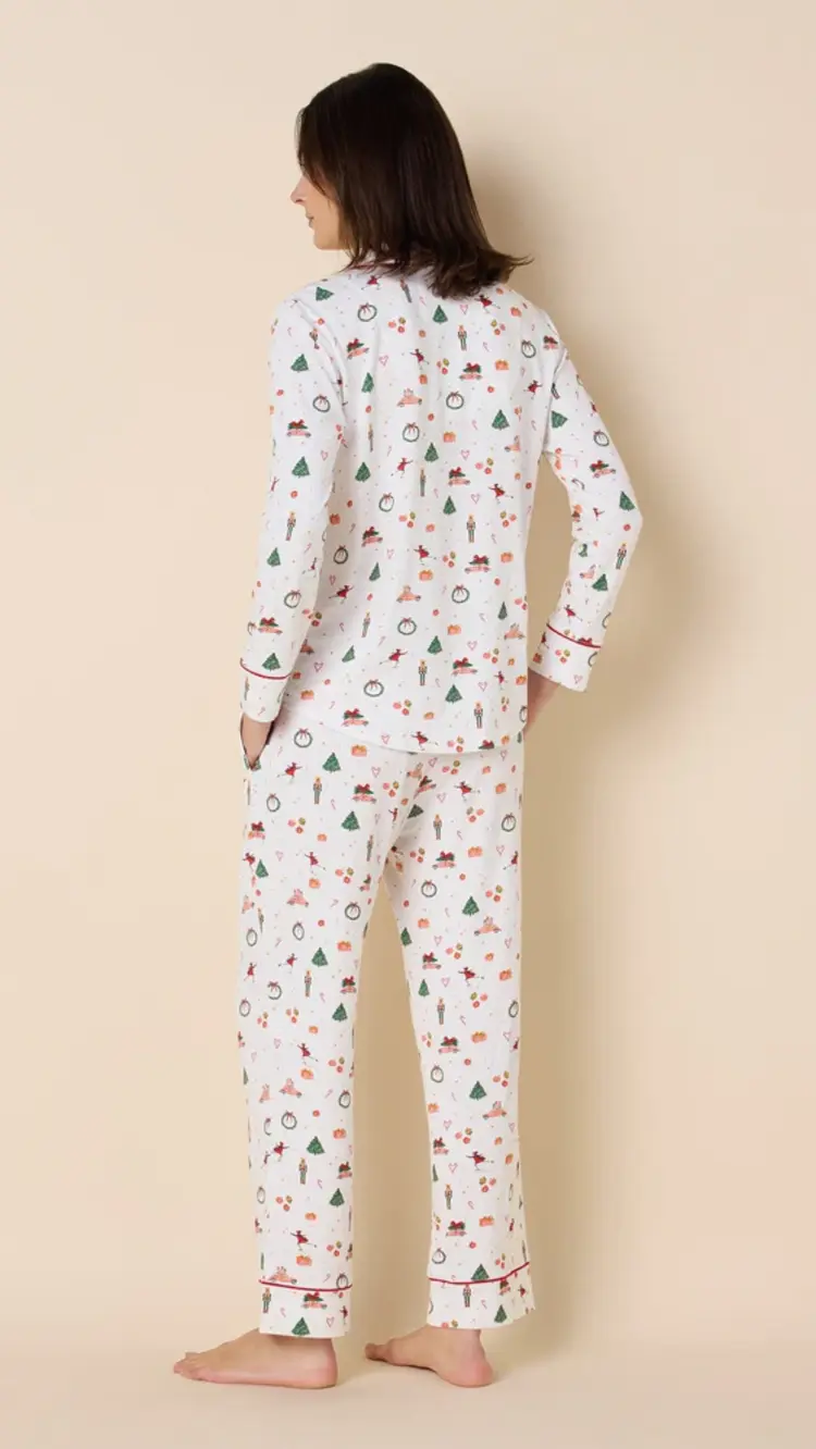 Cat's Pajamas Pima Knit Long Sleeve Pajama Set - Vintage Christmas