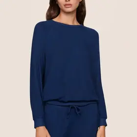 Eberjey Cozy Time Crew Neck Pullover - Navy